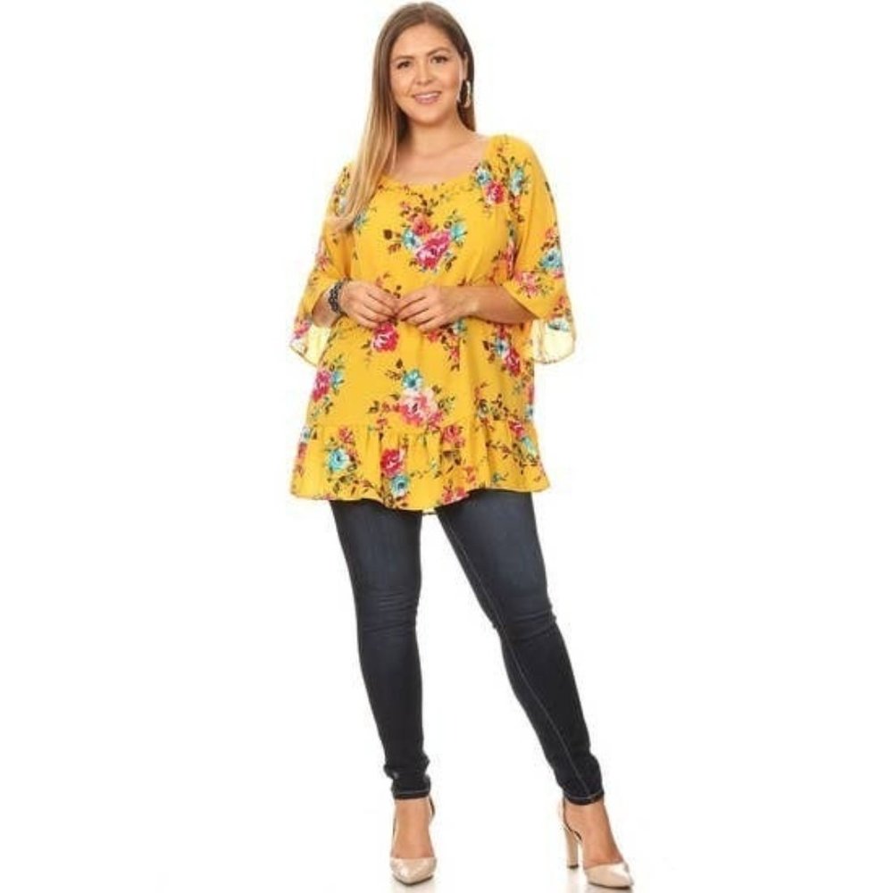 Floral Top Mustard